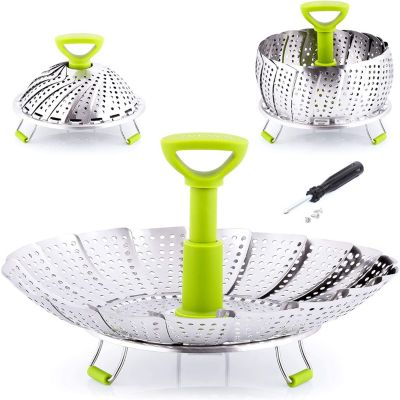 New Stainless Steel Vegetable Steamer Collapsible Basket Kitchen Tray 2 Size 