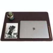 ZBRANDS // Brown Leather Smooth Desk Mat Pad Blotter Protector, Extended Non-Slip Rectangular, Laptop Keyboard Mouse Pad (24" x 17")