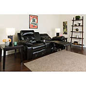Emma + Oliver Black LeatherSoft 2-Seat Reclining Theater Unit-Straight Cup Holders