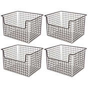 mDesign Metal Kitchen Food Storage Basket, Open Front - 4 Pack