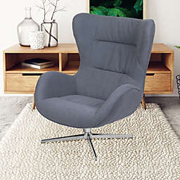 Emma + Oliver Home and Office Retro Gray Fabric Swivel Wing Accent Chair