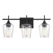 Modern Farmhouse 3-Light Industrial Bathroom Vanity Light, Bath Bar with Clear Glass Shade