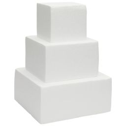 Bright Creations Small Square Foam Cake Dummy for Decorating and Wedding Display, 3 Tiers (10.8 Inches Tall)
