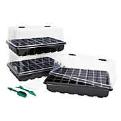 Okuna Outpost 48 Cell Seed Starter Trays with Humidity Dome, Garden Tools, Plant Labels (3 Pack)