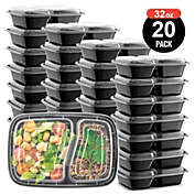 Infinity Merch Meal Prep Food Containers Storage Reusable Microwavable 2 Compartment 32oz 20pcs
