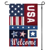 Super Tough Garden Flag - Patriotic Welcome - 12in x 18in
