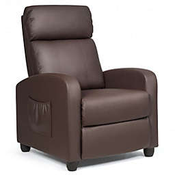 Costway Recliner Sofa Wingback Chair with Massage Function-Brown