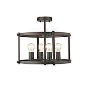 CHLOE Lighting Farmhouse Metal 4 Light Ceiling Fixture with Wall Outlet Switch, Bronze