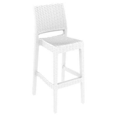 Luxury Commercial Living 42.5" White Wickerlook Patio Bar Stool