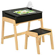 Gymax Kids Table & Chair Set Wooden Activity Art Study Desk w/Storage Space
