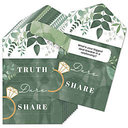 Big Dot of Happiness Boho Botanical Bride - Greenery Bridal Shower and Wedding Party Game Pickle Cards - Truth, Dare, Share Pull Tabs - Set of 12