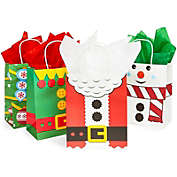 Bright Creations Holiday Gift Wrap Bags with Tissue Paper for Christmas (8 x 10 x 4.7 in, 24 Pack)