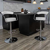 Flash Furniture Contemporary White Vinyl Adjustable Height Barstool with Arms and Chrome Base