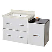 American Imaginations 37 75-in W Wall Mount White Vanity Set For 1 Hole Drilling Beige Top White UM Sink