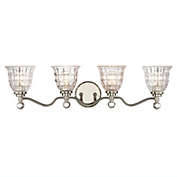 Savoy House 8-880-4-109 Birone 4-Light Bathroom Vanity Light in a Polished Nickel Finish with Clear Crystal Glass (33" W x 8.5" H)