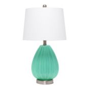 Elegant Designs Contemporary Creased Table Lamp with Fabric Shade - Seafoam