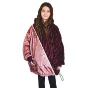 Nestl Wear Oversized Wearable Blanket Hoodie for Kids and Teens, Warm Blanket Sweatshirt, Big Sweater Blanket Hoodie, Reversible Wearable Blanket Kids, Cozy Sweatshirt Blanket - Burgundy/Rainbow