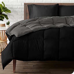 Bare Home Reversible Comforter - Goose Down Alternative - Ultra-Soft - Premium 1800 Series - Hypoallergenic - Breathable (Black/Grey, Queen)