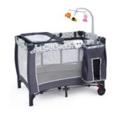 Hivago Foldable Travel Baby Crib Playpen Infant Bassinet Bed with Carry Bag-Gray