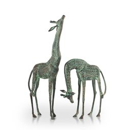 SPI Home Verdigris Finish Cast Aluminum Treetopper Giraffes Garden Sculpture Outdoor Décor