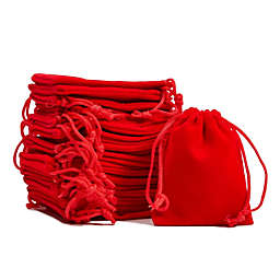 Juvale Velvet Jewelry Pouch Drawstring Bags for Gifts (2.7 x 3.5 In, Red, 50 Pack)