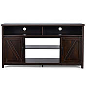 Slickblue 59 Inch TV Stand Media Center Console Cabinet with Barn Door for TV&#39;s 65 Inch- Brown