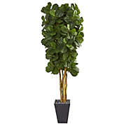 Nearly Natural Fiddle Leaf Artificial Tree in Slate Planter