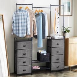 Costway 8 Drawer Fabric Dresser Hanger & Shoe Rack Storage