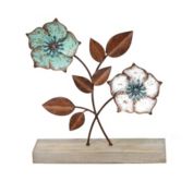 HomeRoots Home Decor Distressed Metal Flower Tabletop