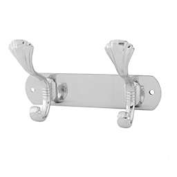 Unique Bargains Stainless Steel 2 Hooks Wall Mounted Coat Towel Rack Silver Tone