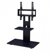 Proman Products Modern TV Stand With With Adjustable Mount and 2 Shelves, Black