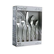 MegaChef La Vague 20 Piece Flatware Utensil Set, Stainless Steel Silverware Metal Service for 4 in Silver