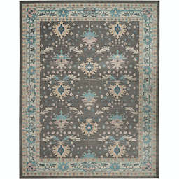 Nourison Tranquil 8' X 10' Grey/Pink Area Rug Traditional Persian Bordered by Nourison
