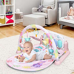 Slickblue 3 in 1 Fitness Music and Lights Baby Gym Play Mat-Pink