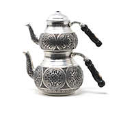 BeldiNest Handmade Turkish Double Boiler Tin Plated Copper Teapot