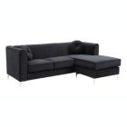 Alternate image 0 for Passion Furniture Delray 87 in. Black Velvet L-Shape 3-Seater Sectional Sofa with 2-Throw Pillow