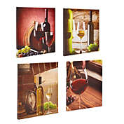 Juvale Wine Canvas Wall Art Set, Modern Kitchen and Bar Decor (12 x 12 In, 4 Pack)