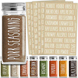 Talented Kitchen 145 Spice Jar Labels Preprinted  145 White All Caps Spice Names + Numbers. White Letters on Clear Sticker. Spice Jars Rack Organization, All Caps