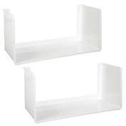 mDesign Plastic Wall Mount Towel Storage Organizer Shelf - 2 Pack
