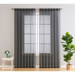 THD Scarlett Semi Sheer Light Filtering Transparent Pocket Top & Back Tab Lightweight Window Curtains Drapery Panels for Bedroom, Dining Room & Living Room, 2 Panels