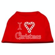 Mirage Pet Products I Heart Christmas Screen Print Shirt Red XL - 16" L