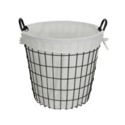 Cheungs Lined Metal Wire Basket with Handles 15.25"H