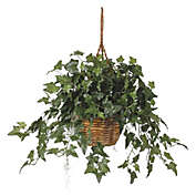 Nearly Natural English Ivy Hanging Basket Silk Plant, Green