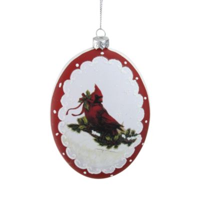 Cardinal/Chikadee in Birch Ball Ornament 