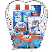 Lovery Home Spa Gift Baskets -  Ocean Wave in Heart Jeweled Holder - 11pc