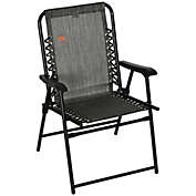 Outsunny Patio Folding Chair, Outdoor Portable Chair for Camping Pool Beach Deck, Lawn Chair with Armrest, Grey