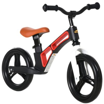 Qaba 12" Lightweight Kids Balance Bike Adjustable Seat and Handlebar No Pedal Bicycle with Footrest Magnesium Alloy Toddler Training for 2-5 Years White