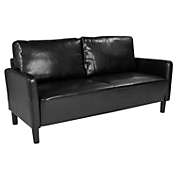 Emma + Oliver Living Room Sofa Couch with Straight Arms in Black LeatherSoft