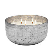 Kingston Living 8.5" Gray Candle on Striped Glass Bowl