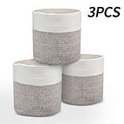 Stock Preferred 3-Pack Round Woven Cotton Rope Storage Laundry Basket